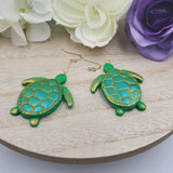 Turtles Earrings - Green Gold Shimmer