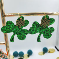 Shamrocks/Clovers with Celtic Knots Earrings (1.75") - Green or Multi-Orange - Sapphire-Passion