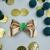 Bow Tie with Tail (4") - Shamrock / Clover - Gold - Sapphire-Passion