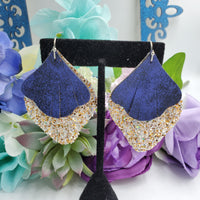 Peacock Fringe Earrings (2.5") - Various, Deep Purple & Gold - Sapphire-Passion