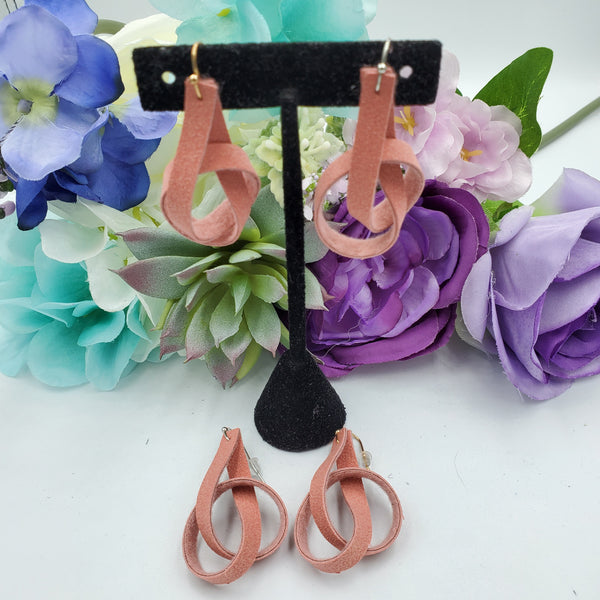 Knot Earrings (2-3") - Peach Suede - Sapphire-Passion
