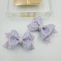 Lotus Pinch Bow, Pigtails (2.5") - Light Purple Glitter - Sapphire-Passion