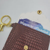 Scallop Card Holder - Embossed White & Textured Brown - Sapphire-Passion