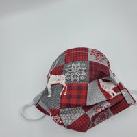 Face Mask - Plaid & Animals (Red)