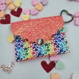 Scallop Card Holder - Rainbow Hearts & Coral