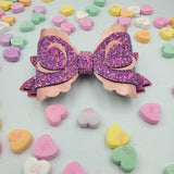 Zariah 3-D Heart Bow (4.5") - Magenta Glitter on Pink Pantina Metallic
