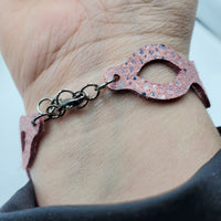 Round Oval Woven Bracelet (Adult) - Pink and Grey Leather