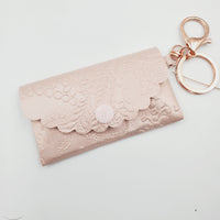 Jolie 2 Pocket Wallet - Pink Embossed Lace
