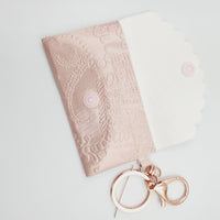 Jolie 2 Pocket Wallet - Pink Embossed Lace