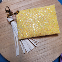 Franchi Pouchy  with Bow - Light Yellow Glitter w/keychain & Tassle