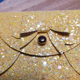 Franchi Pouchy  with Bow - Light Yellow Glitter w/keychain & Tassle