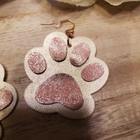 Dog Paw Layer Earrings - Pink Patina on Gold