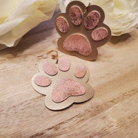 Dog Paw Layer Earrings - Pink Patina on Gold