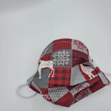 Face Mask - Plaid & Animals (Red)