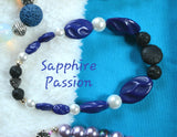 Aromatherapy Bracelets, Stretchy - Various, Premium Beads - Sapphire-Passion