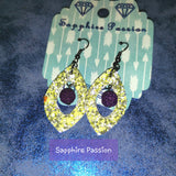 Aromatherapy Earrings - Purple & Grey Point Ovals with Lava Rock - Sapphire-Passion