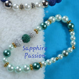 Aromatherapy Bracelets, Stretchy - Various, Peacock or Metallic with Lava Rocks - Sapphire-Passion