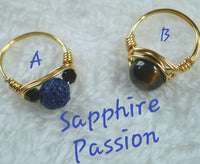 Aromatherapy & Beaded Wire Ring, Various - Sapphire-Passion