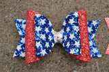 Dolly Double Bow (4.5") - Patriotic & Under the Sea - Sapphire-Passion