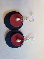 Circle Earrings, Layered - Various, Genuine, Faux & Printed Leather, Suede, Glitter Fabric, Charms - Sapphire-Passion