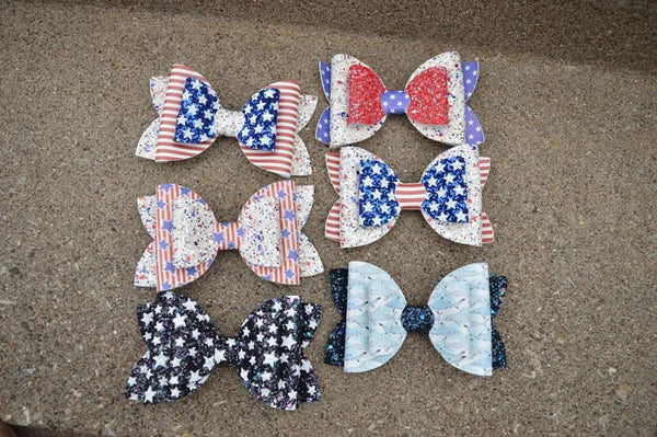 Diva Double Bow (5") - Various, 4th of July - Sapphire-Passion