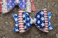 Dolly Double Bow (3.5") - Various, Patriotic - Sapphire-Passion
