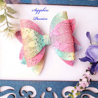 Darcy Bow (4") - Various, Rainbows & Ombre Lace - Sapphire-Passion