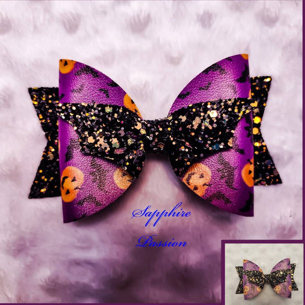 Halloween Dolly Bat Bows - Bats & Pumpkins, Various - MADE TO ORDER - Sapphire-Passion
