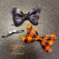Bow Ties (4") - Plaid, Purple & Black OR Orange  Black - Sapphire-Passion
