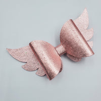 Angel Wings Bow (4.4") - Pink/Rose Gold Metallic, 100% Wool Felt Bow - Sapphire-Passion