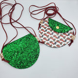Toddler Cross Body Purse - Red Truck & Green Christmas Trees - Sapphire-Passion